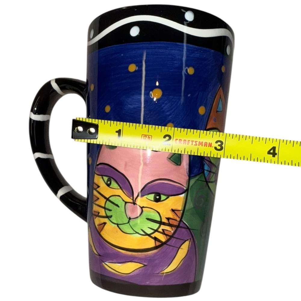 Hand Painted Milson & Louis Cat Mug – Whimsical Colorful Tall Coffee Cup - Picture 5 of 6